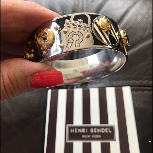 henri bendel Black, White and Gold Decorative Bangle Bracelet main image 5
